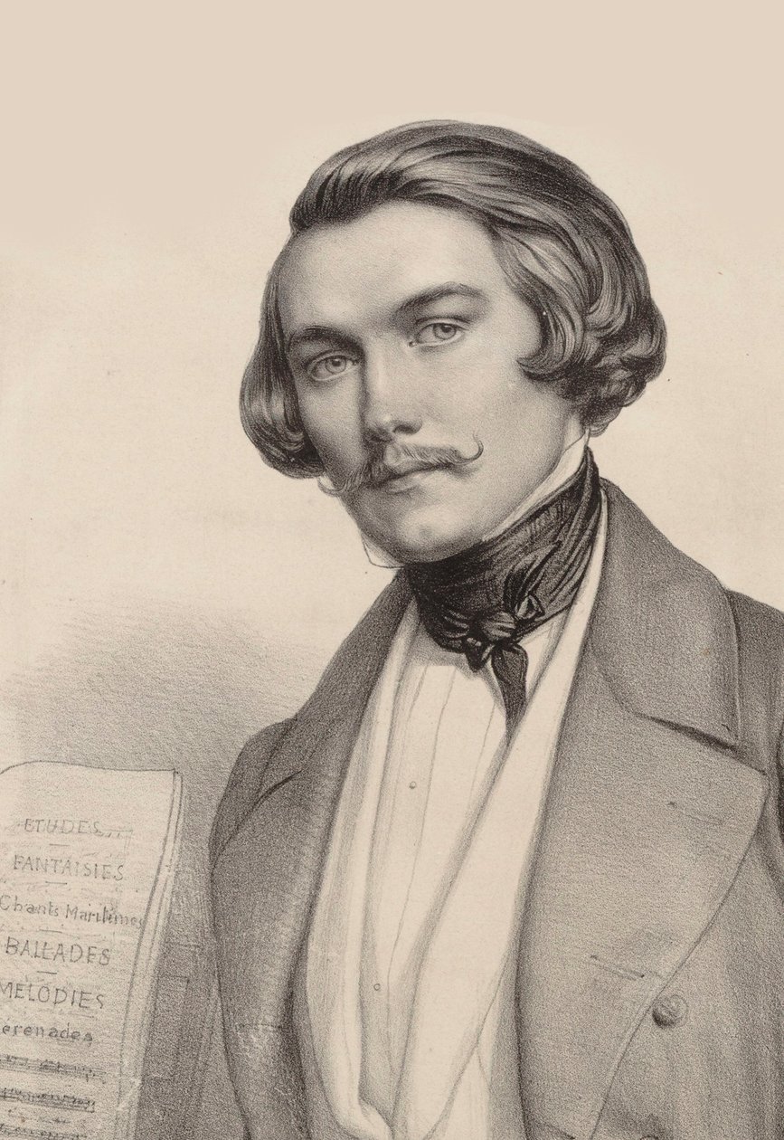 Portræt af pianist og komponist Alfred Quidant 1815-1893, ca. 1840. af Marie Alexandre Menut Alophe