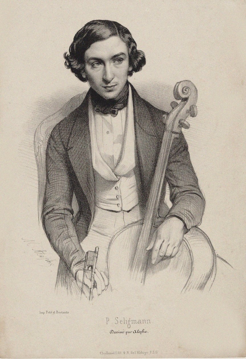Portræt af cellisten og komponisten Hippolyte Prosper Seligmann 1817-1882, 1840. af Marie Alexandre Menut Alophe