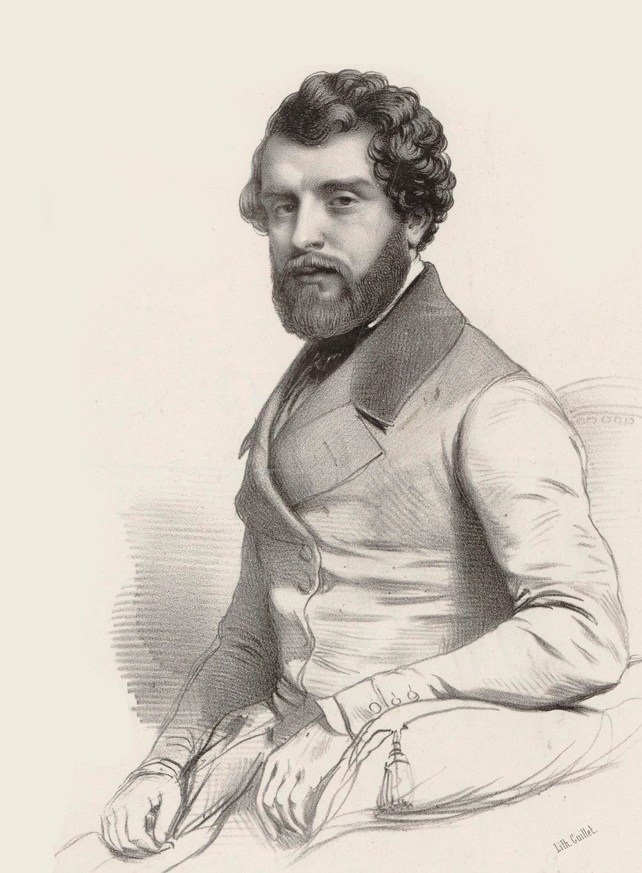 Portræt af komponisten Federico Ricci 1809-1877, 1844. af Marie Alexandre Menut Alophe