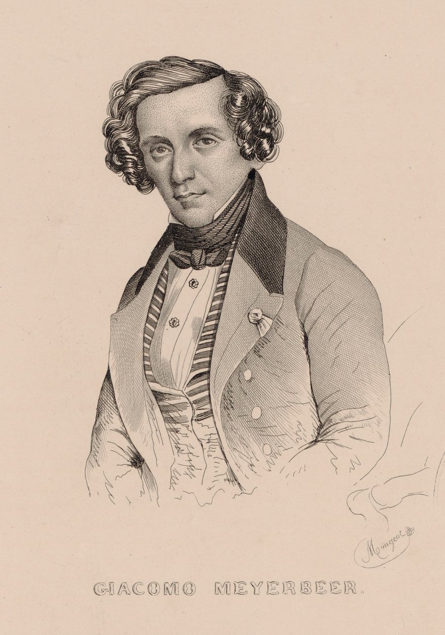 Portræt af komponisten Giacomo Meyerbeer 1791-1864, 1836. af Marie Alexandre Menut Alophe