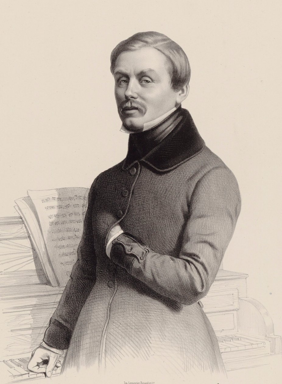 Portræt af organisten og komponisten Hippolyte Monpou 1804-1841, 1841. af Marie Alexandre Menut Alophe