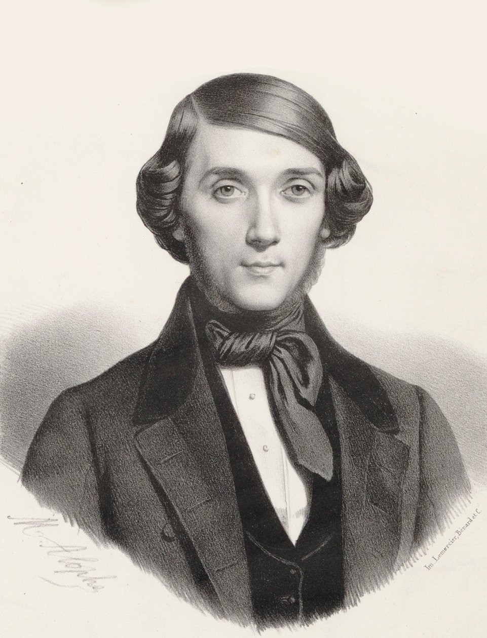 Portræt af pianisten og komponisten Jean-Henri Ravina 1818-1906, ca 1845. af Marie Alexandre Menut Alophe