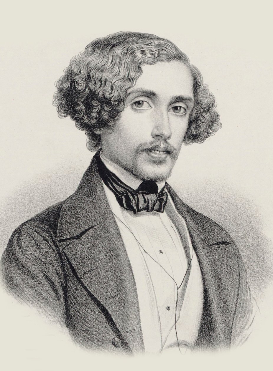 Portræt af pianisten og komponisten Julius Schulhoff 1825-1898, 1850. af Marie Alexandre Menut Alophe