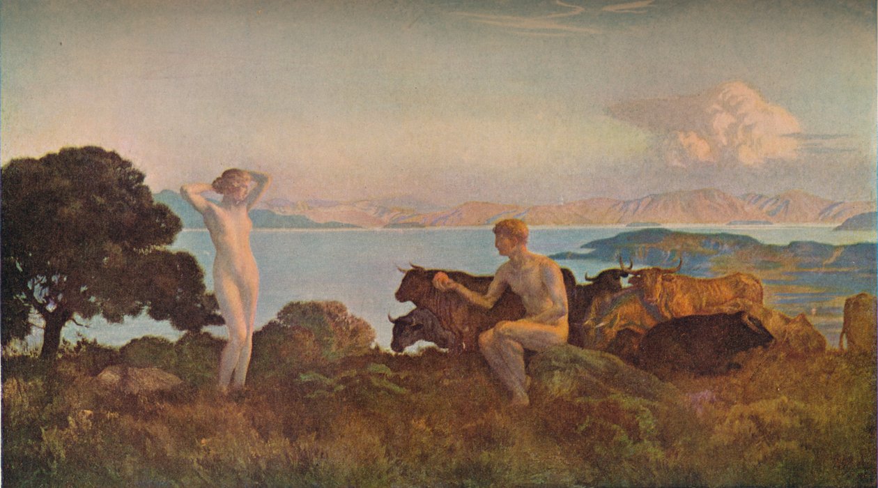 The Judgment of Paris, c1909 af Marie Auguste Emile Rene Menard
