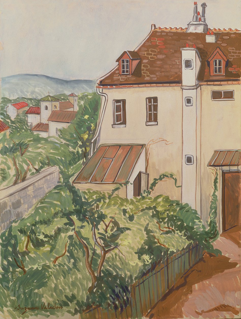 Udsigt over en have (wc og blyant på papir) af Marie Clementine (Suzanne) Valadon