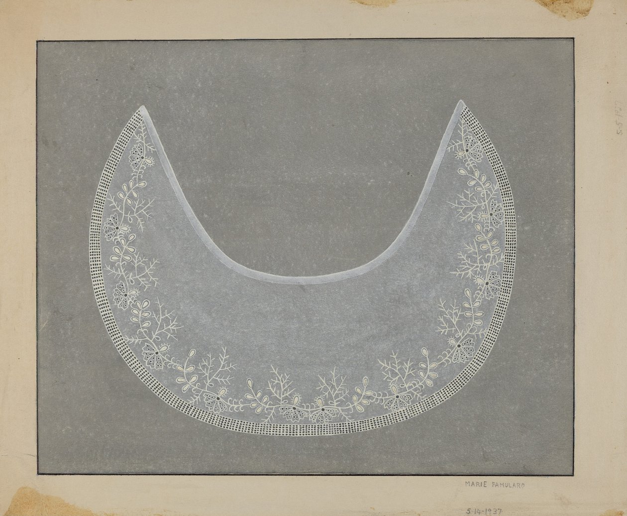 broderet krave, ca. 1936. af Marie Famularo