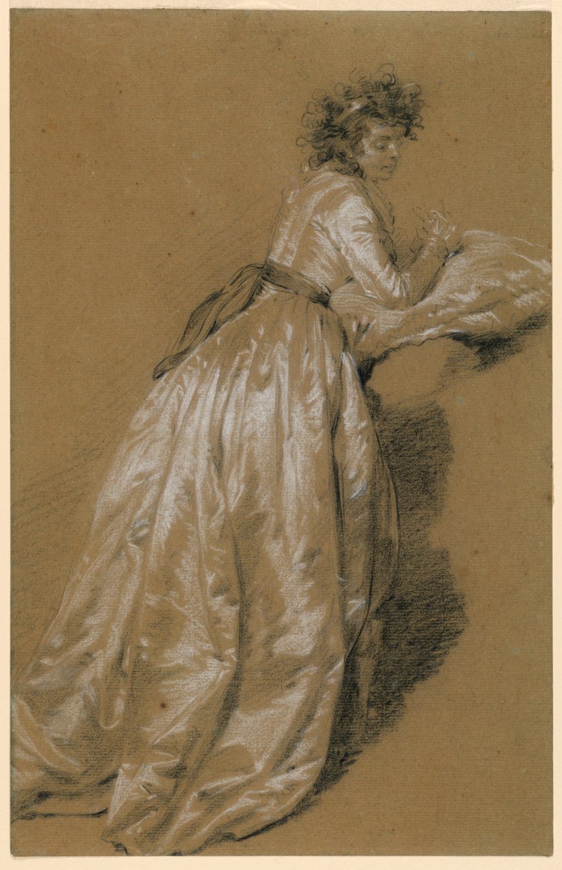 Stående kvinde i hvid kjole af Marie Françoise Constance Mayer