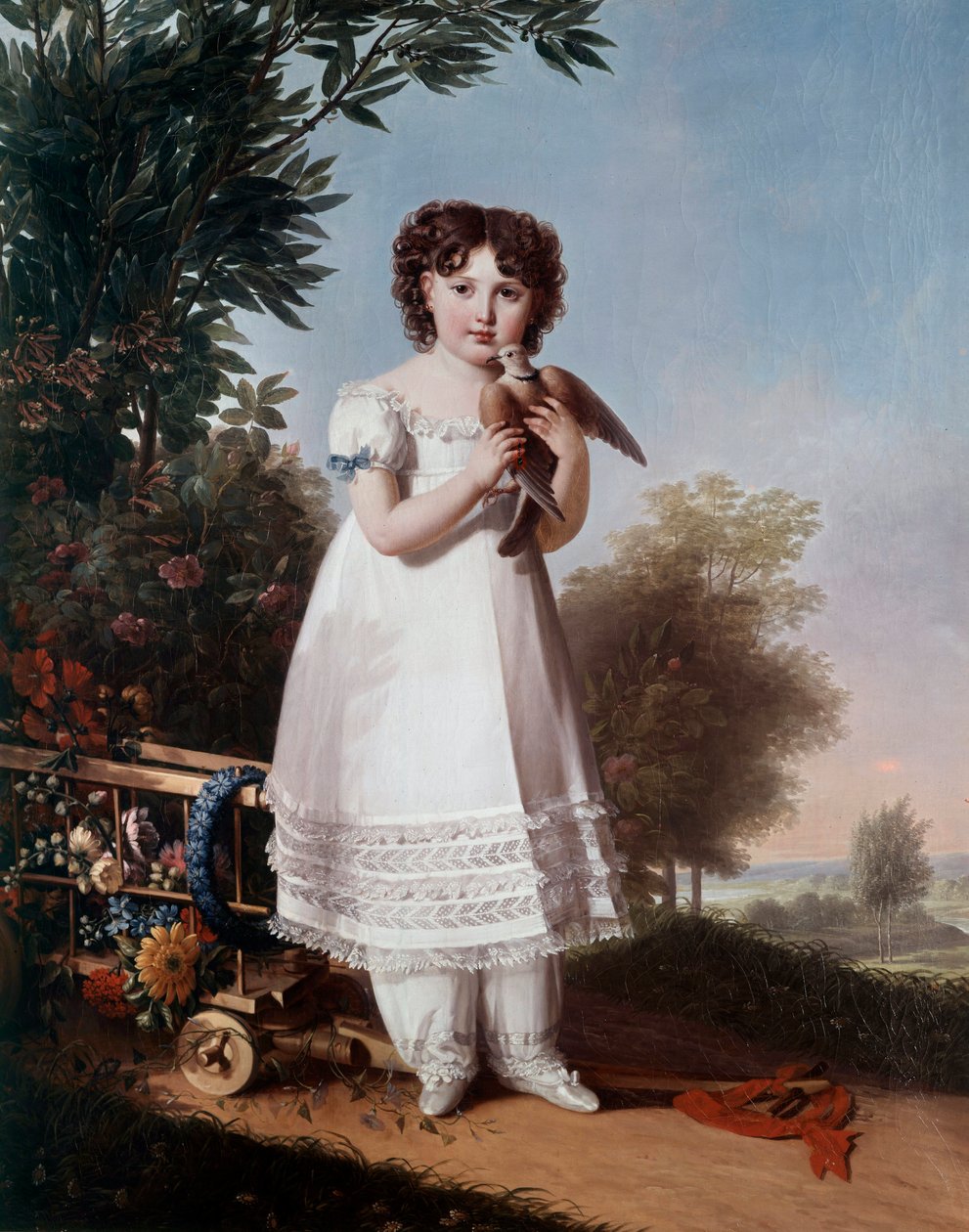 Portræt i foden af Napoleone Elisa Bacciochi, prinsesse af Piombino (datter af Elisa Bonaparte og prins Felix Bacciochi) (fremtidig grevinde Camerata) (1806-1869) Maleri af Marie Guilhelmine Benoist (1768-1826) 1810 søn. 1,46x1,14 m af Marie Guilhelmine Benoist