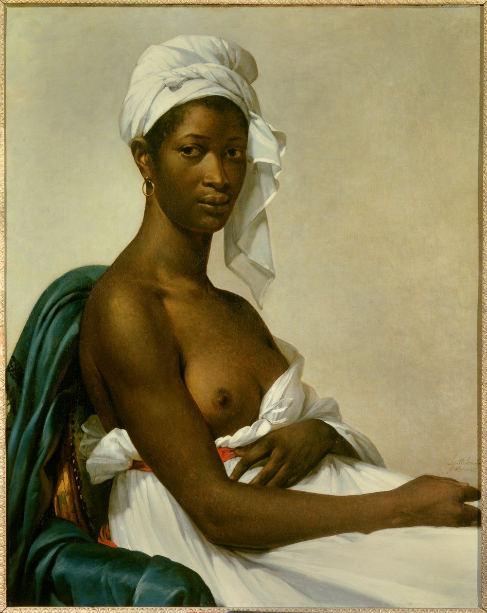 Portræt af Negress En sort kvinde med gættet bryst. Maleri af Marie-Guillemine Benoist, født Marie Guillemine de Laville-Leroux (1768-1826) 1800 søn. 0,81x0,65 m - Portræt af en neger - Maleri af Marie Guillemine Benoist (1768-1826), olie på lærred ( af Marie Guilhelmine Benoist