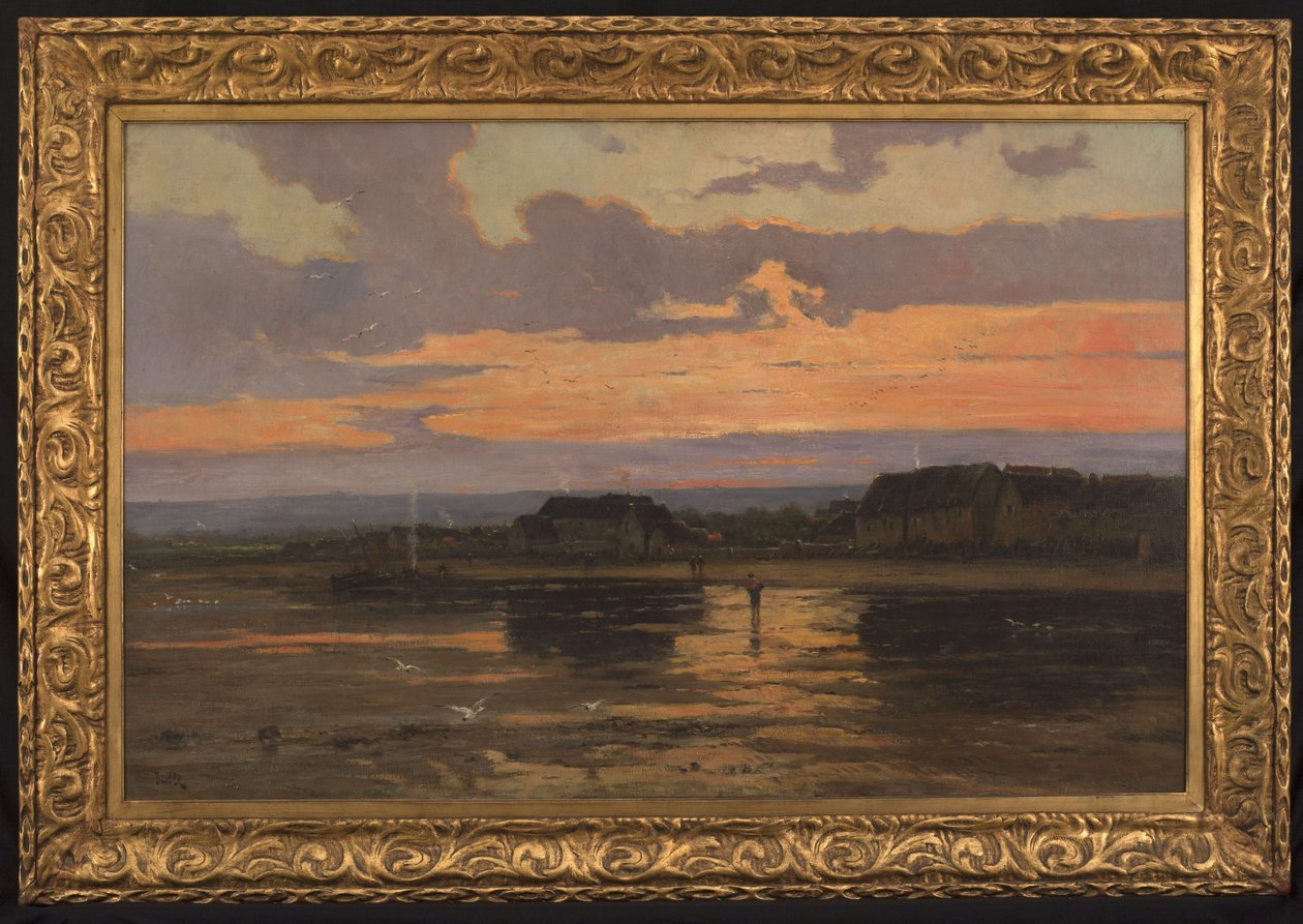 Ensomhed om aftenen: Morsalines (Manche), ca. 1887 (olie på lærred) af Marie Joseph Leon Clavel Iwill
