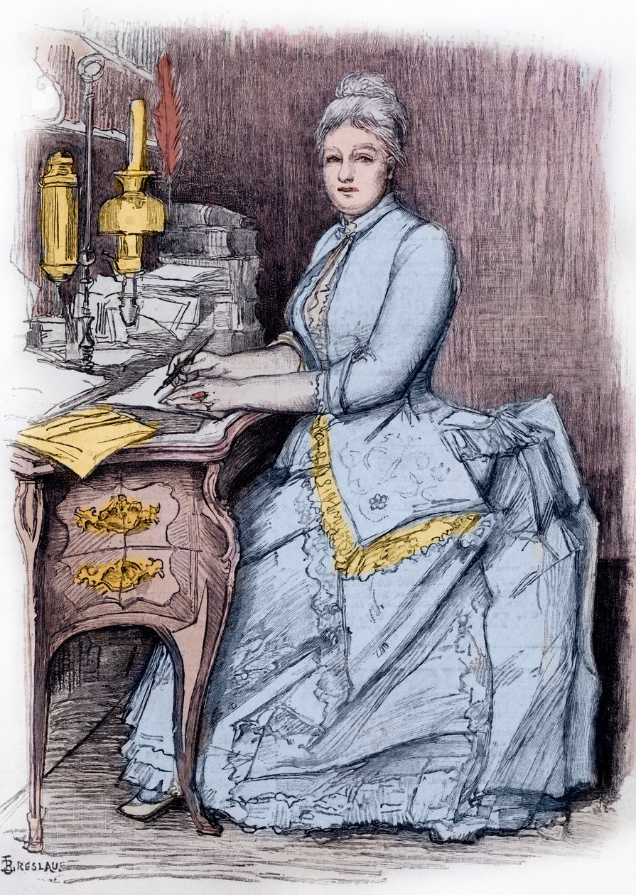 Juliette Lamber (Mme Edmond Adam) (1836-1936), kvinde med franske bogstaver - gravering af Louise Catherine Breslau (1856-1927) privat samling af Marie Louise Catherine Breslau