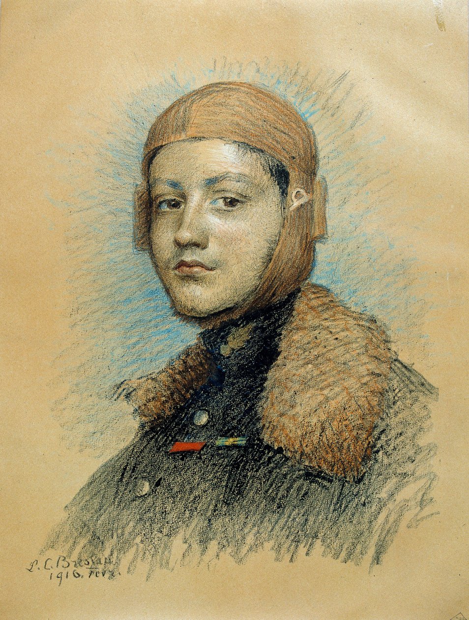 Portræt af Georges Guynemer (1894-1917), fransk krigspilot. Tegning af februar 1916. Tegning af Marie Louise Catherine Breslau (1856-1928) ec.suis. af Marie Louise Catherine Breslau