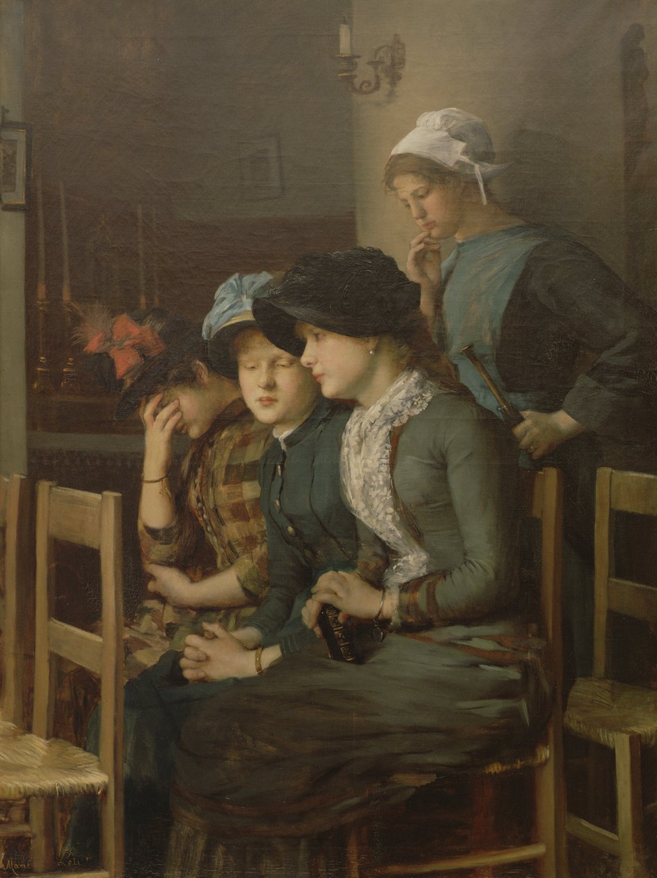 Ung pige med gæs (olie på lærred) af Marie Mrs Dujardin Beaumetz Petiet