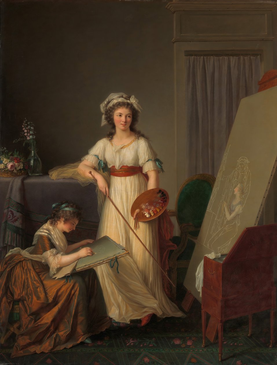 Interiøret af et Atelier af en kvindelig maler, 1789. af Marie Victoire Lemoine