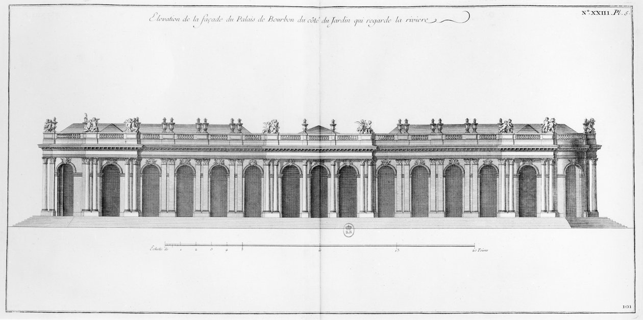 Facade på Seinen i Palais Bourbon, Paris, fra 