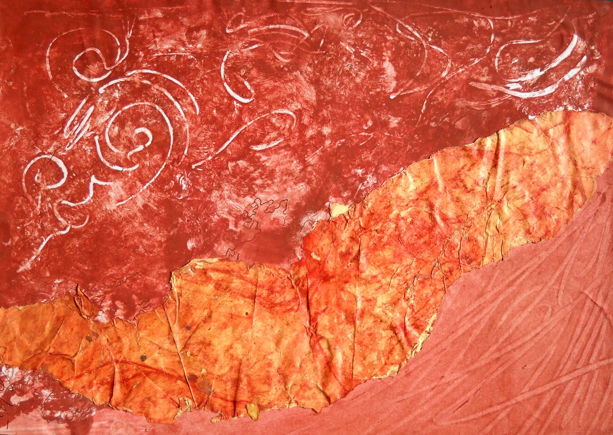 Mønster 1, ca. 2002 (olie og collage på papir) af Marina Falco