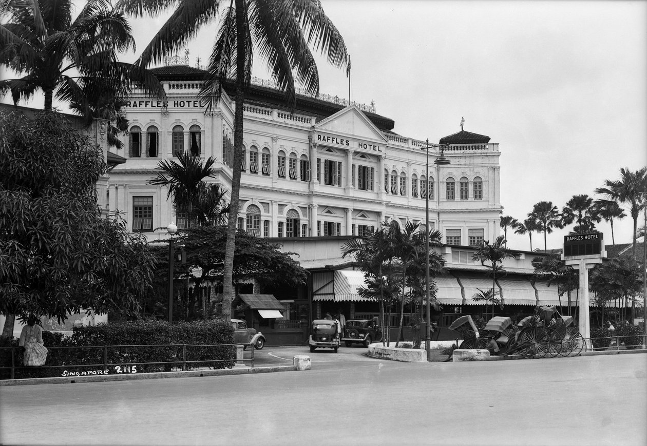 En udsigt over Raffles Hotel, Singapore af Marine Photo Service
