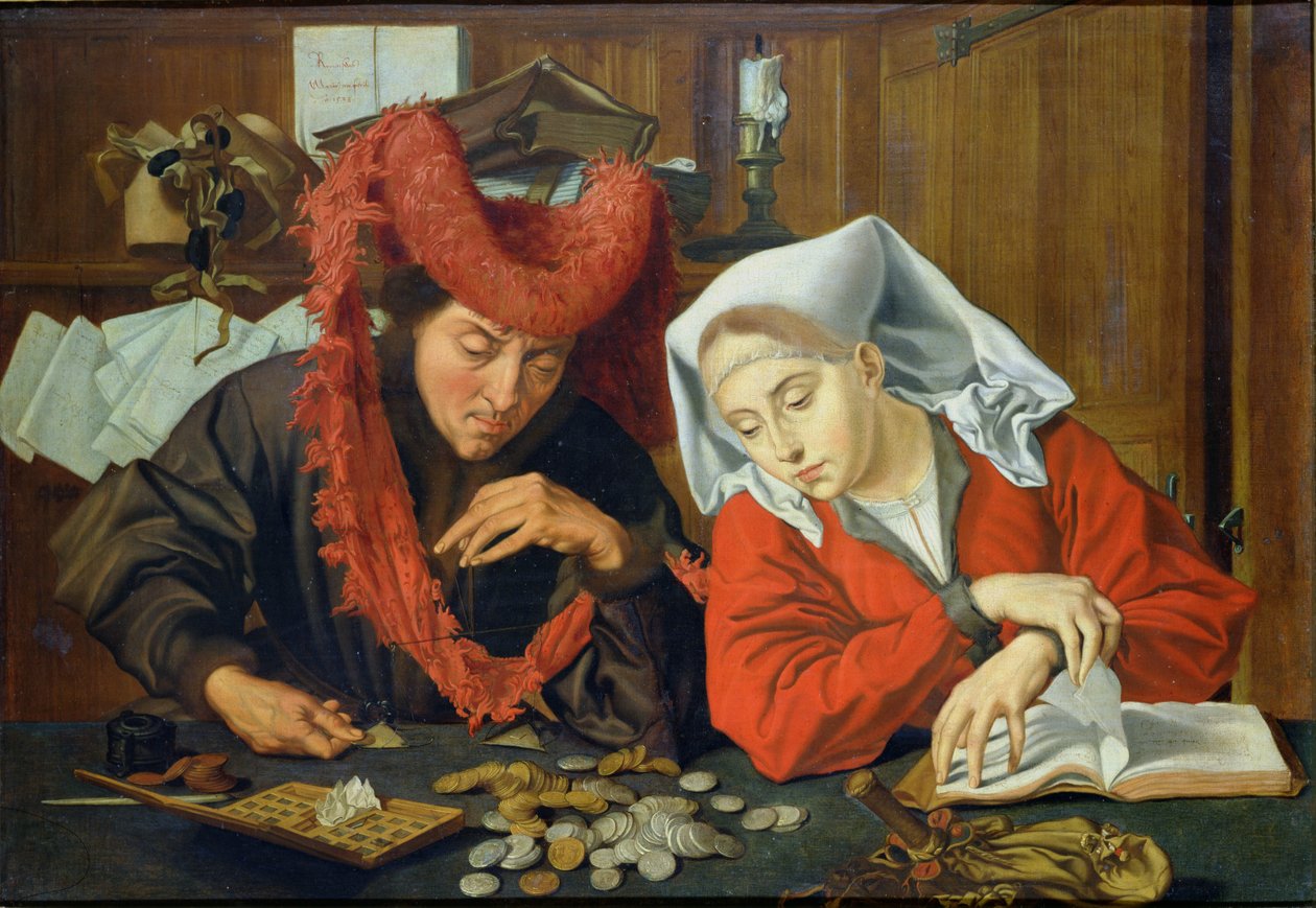 Bankmanden og hans Hustru, 1538 af Marinus van Roejmerswaelen