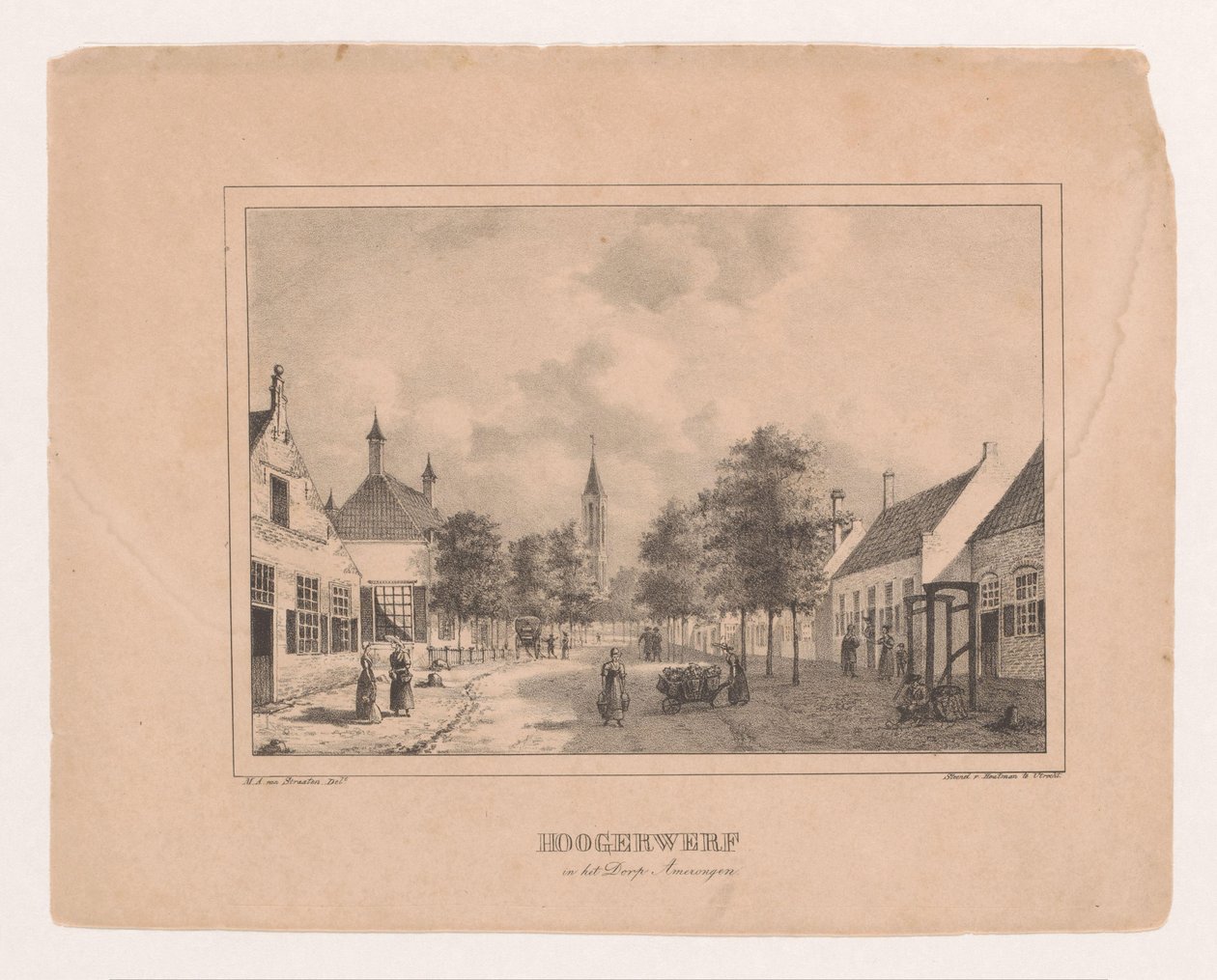 Landsbyudsigt i Amerongen Hoogerwerf i landsbyen Amerongen (titel på objektet) af Marinus Adrianus van Straten