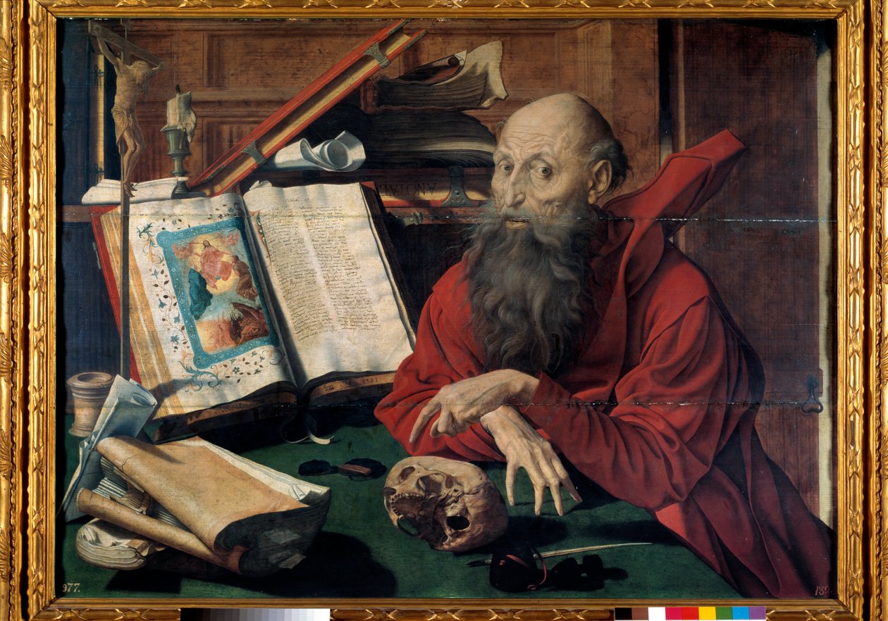 Repræsentation af Saint Hieronymus i hans studie (Maleri af Marinus van Reymerswaele