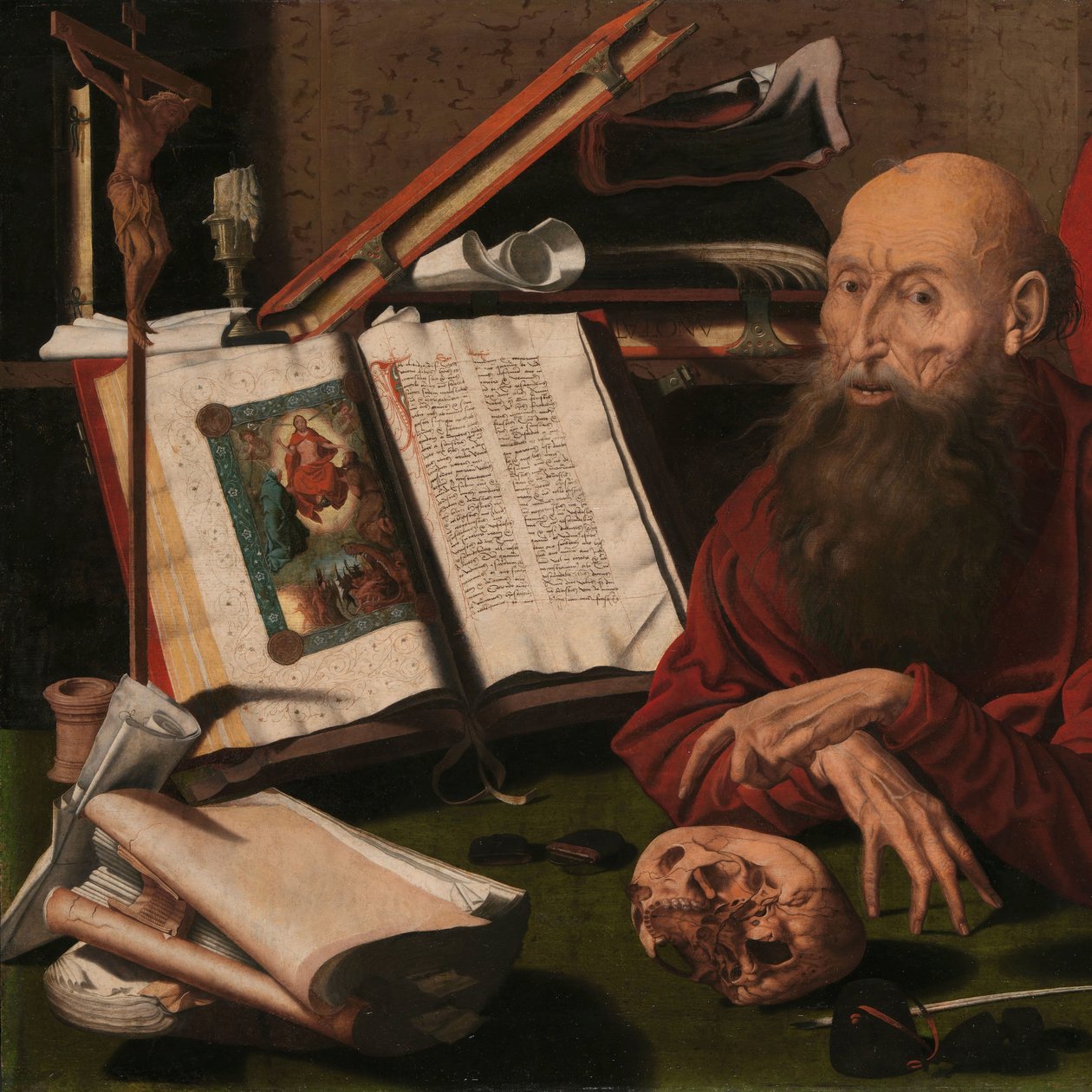 Sankt Jerome i sit arbejdsværelse af Marinus van Reymerswale (attributed to)