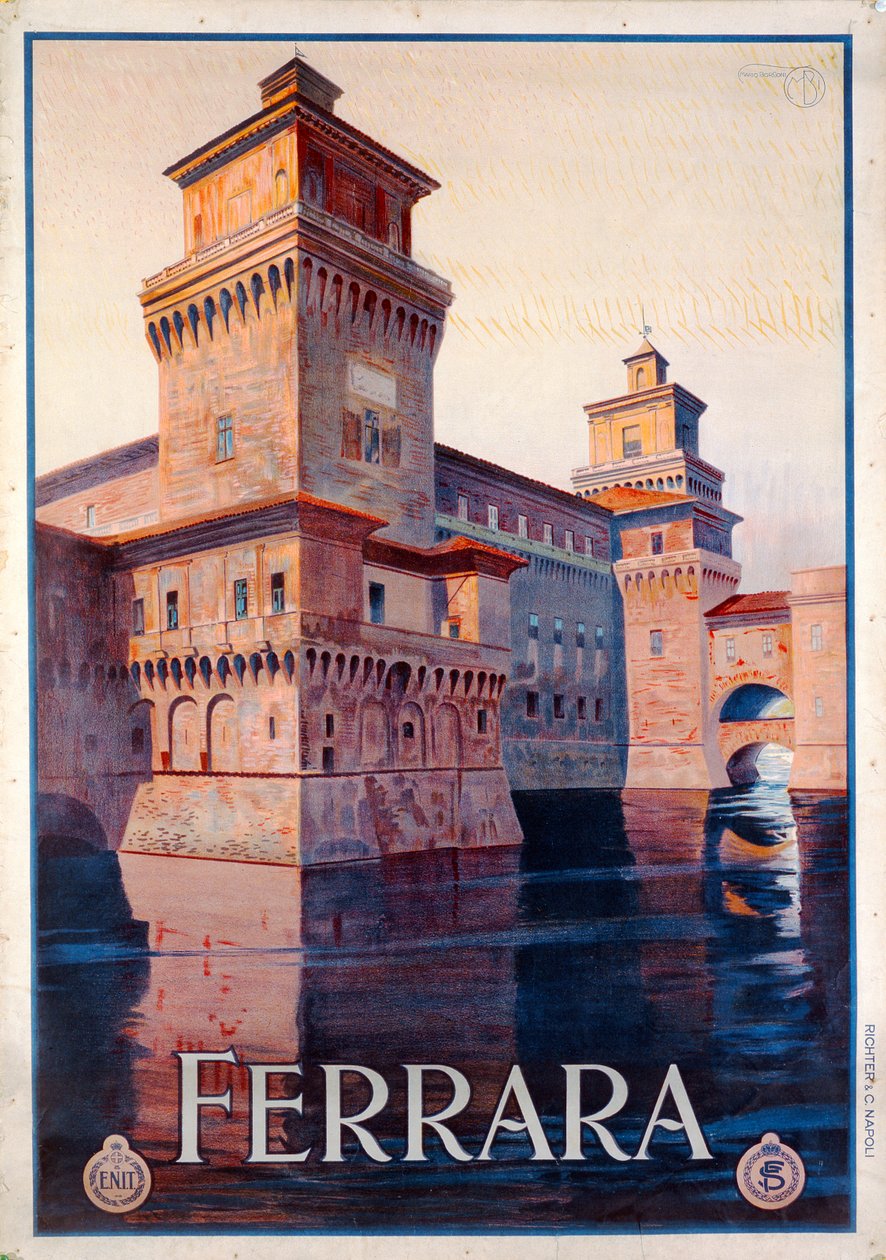 Plakat med reklame for Ferrara, 1928 af Mario Borgoni