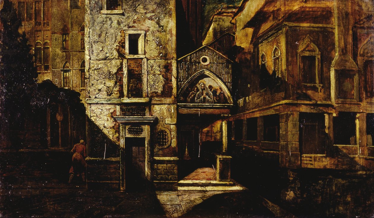 Et hjørne i Venedig, af Mario de Maria, pseudonym for Marius Pictor (1852-1924), olie på panel, 39,5x66,5 cm af Mario de (1852 1924) Maria