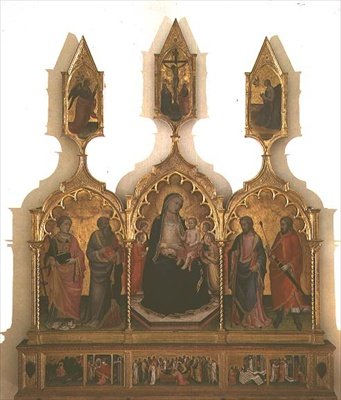 Madonna og barn med hellige (tempera på panel) af Mariotto di Nardo