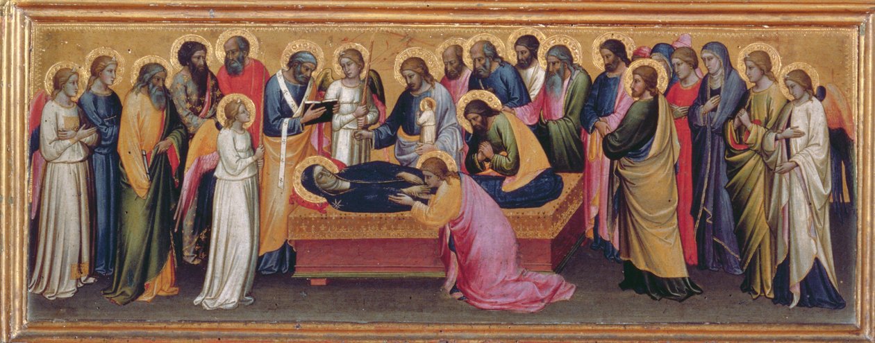 Madonna og barn med helgener, detalje fra predellaen af Jomfruens død tempera på panel detalje af 80340 af Mariotto di Nardo
