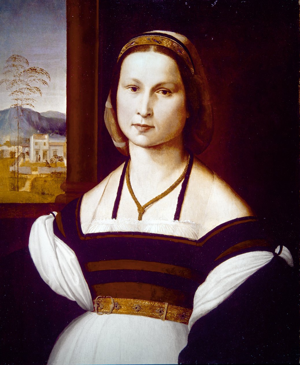 Portræt af en ung dame (på panel) af Mariotto Albertinelli