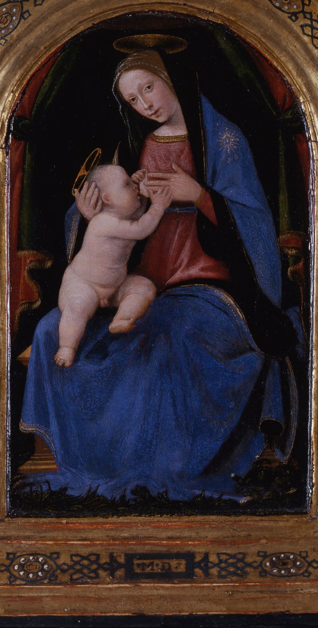 Triptykon, midterpanel: Enthroned Maria lactans, 1500 af Mariotto Albertinelli