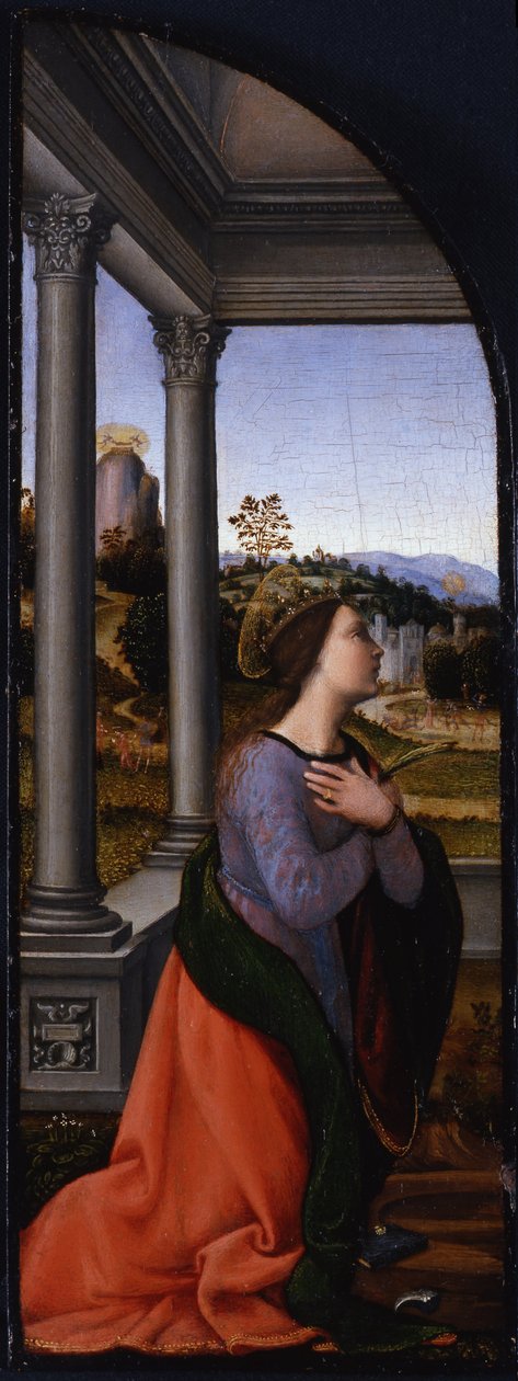 Triptykon, venstre panel: Saint Catherine of Alexandria, 1500 af Mariotto Albertinelli
