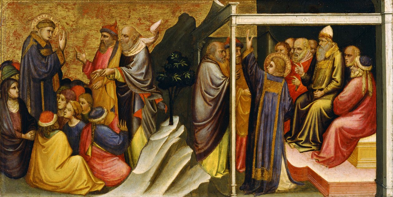 Predella Panel: Den hellige Stefan foran ypperstepræsten og de ældste i Sanhedrinet af Mariotto di Nardo