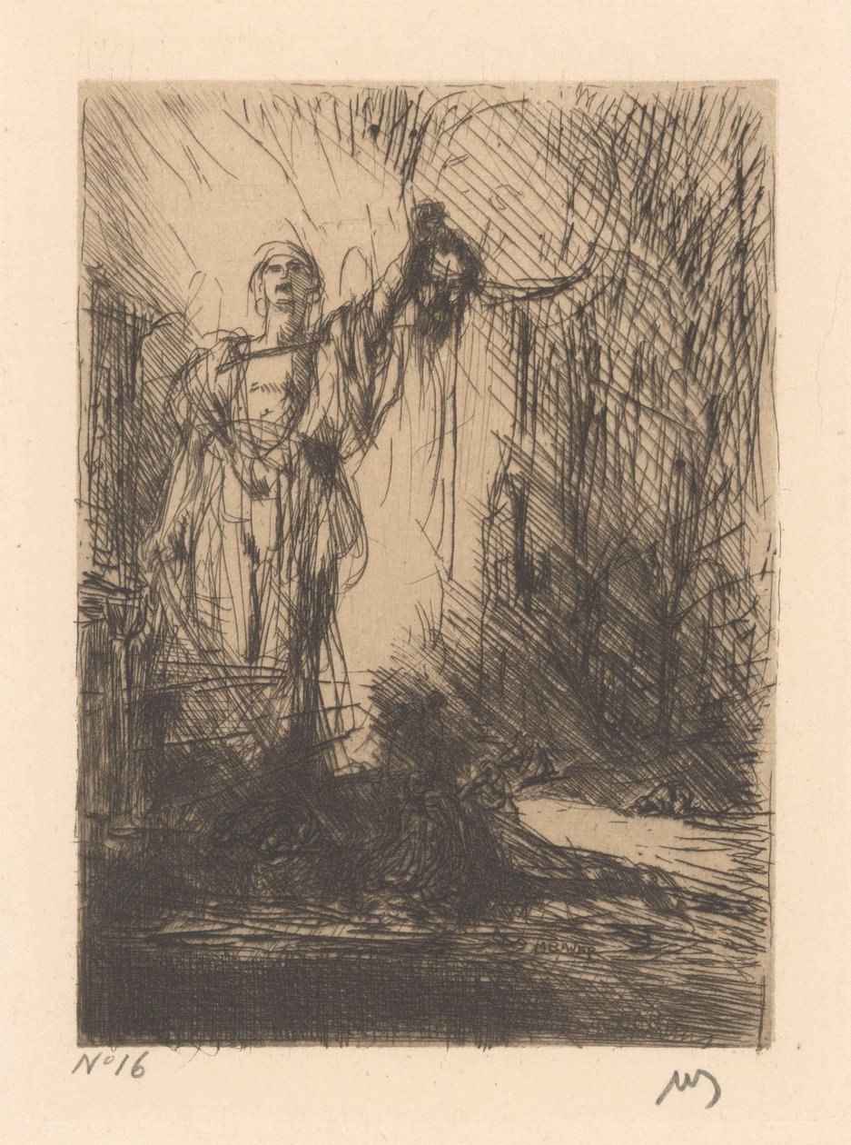 Bøddel med afskåret hoved af Marius Bauer (signed by artist)