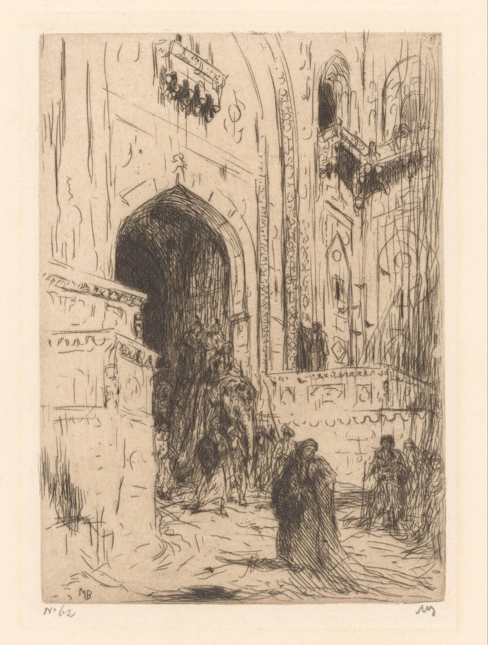 Indgangsporten til et palads i Delhi af Marius Bauer (signed by artist)