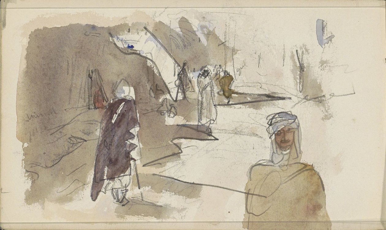 Gade med figurer i Biskra af Marius Bauer