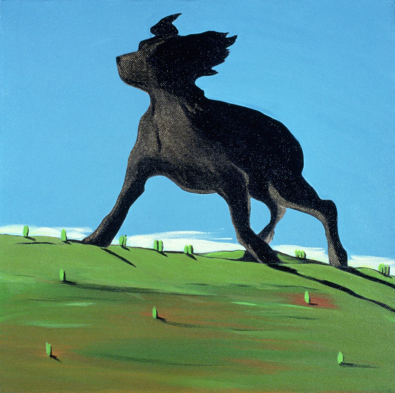 Amazing Black Dog, 2000 (akryl på lærred) af Marjorie Weiss