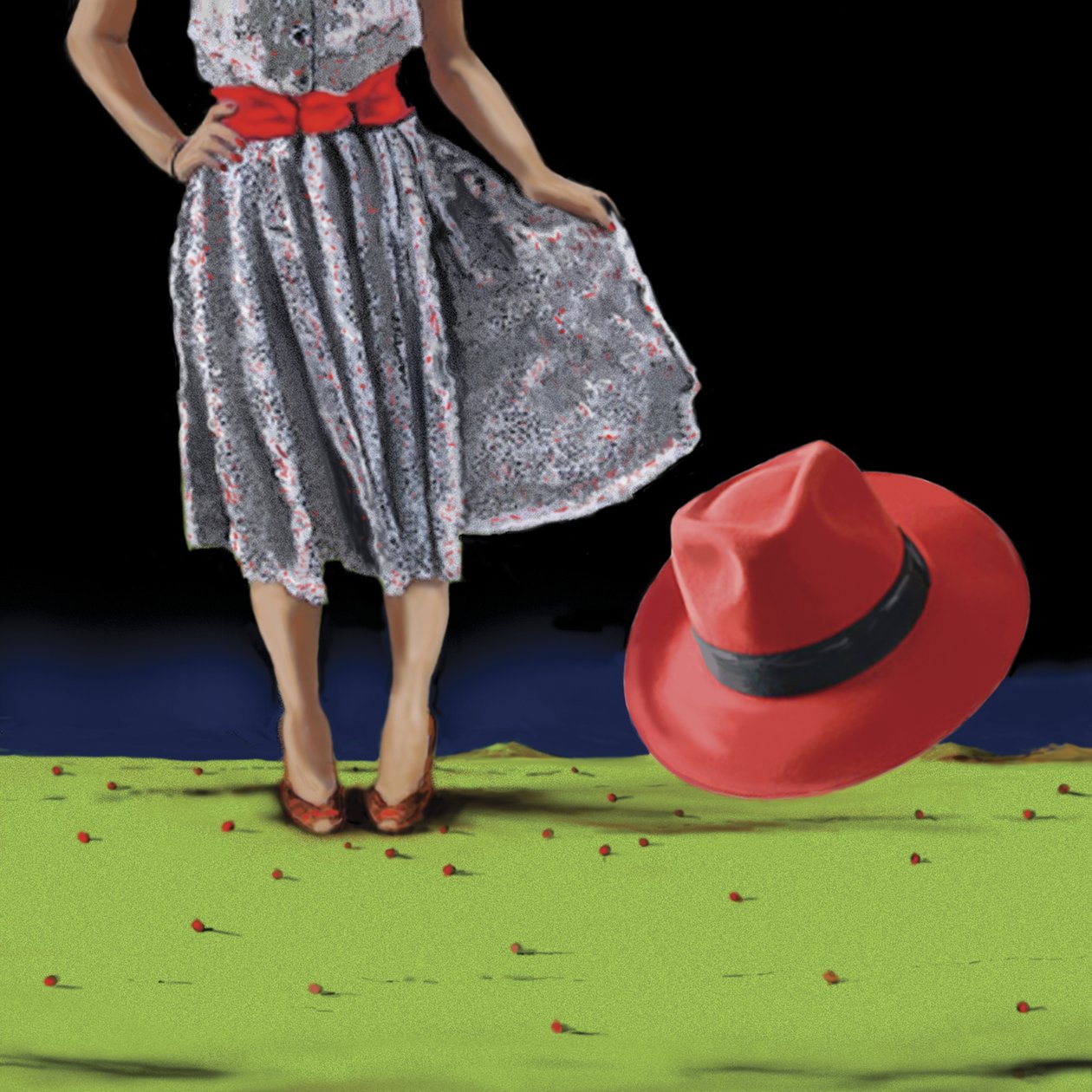 The Red Hat, 2008 (akryl på lærred) af Marjorie Weiss