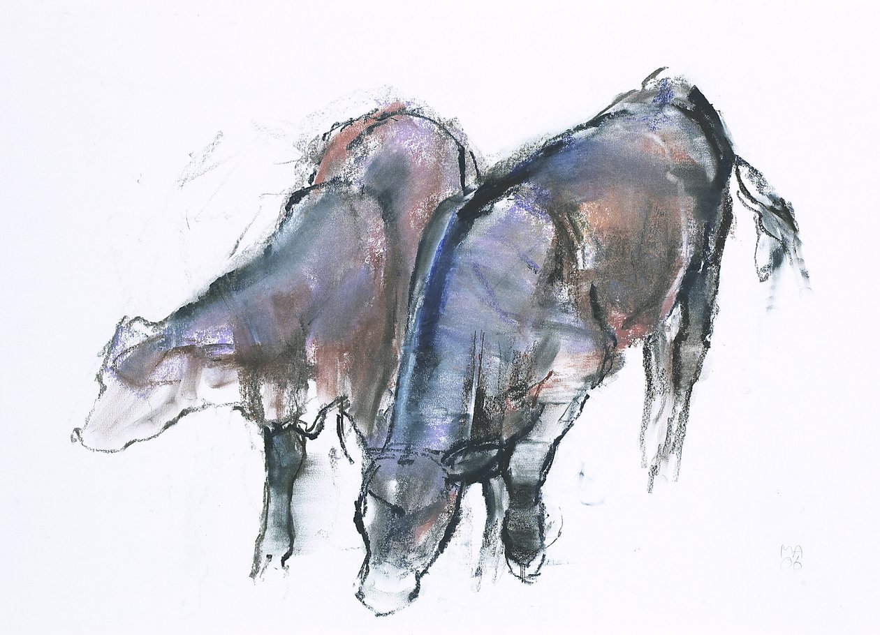 Calves, 2006 (charcoal und conte på papir) af Mark Adlington