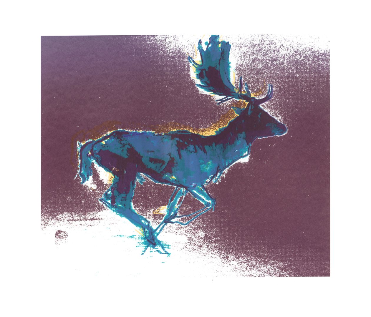 Fallow Buck (blågul skygge), 2015, (skærmprint) af Mark Adlington