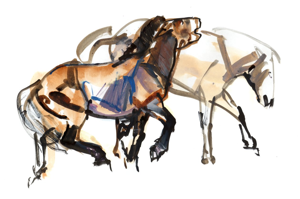 Ice Age (Przewalski), 2012, (blandet medier på papir) af Mark Adlington
