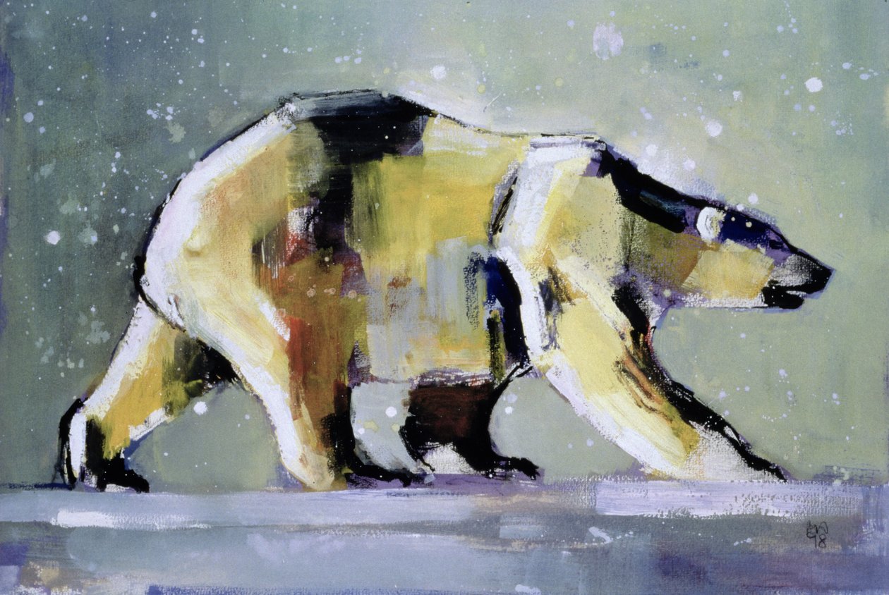 Ice Bear, 1998 (blandet medier på papir) af Mark Adlington