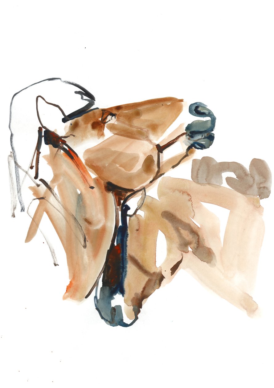 Nuzzle (Przewalski), 2013 (sennelier blæk, akvarel og gouache) af Mark Adlington