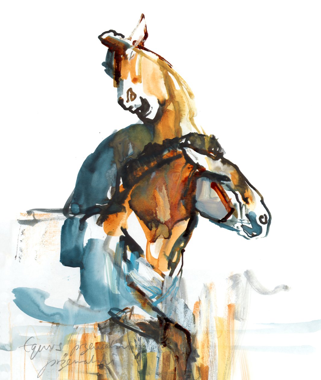 Paleolithic (Przewalski), 2013 (sennelier blæk, akvarel og gouache) af Mark Adlington