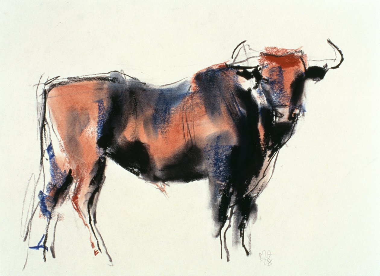 Red Bull, 1998 (grafit, conte og trækul på papir) af Mark Adlington