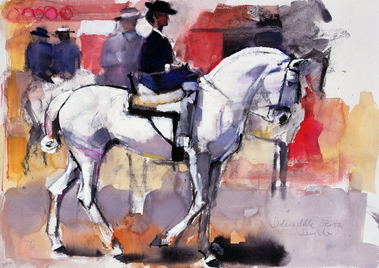 Sidesadel på Feria de Sevilla, 1998 (blandede medier på papir) af Mark Adlington