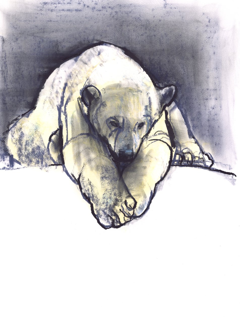 Snowbank. 2016 (conté og pastel på papir) af Mark Adlington