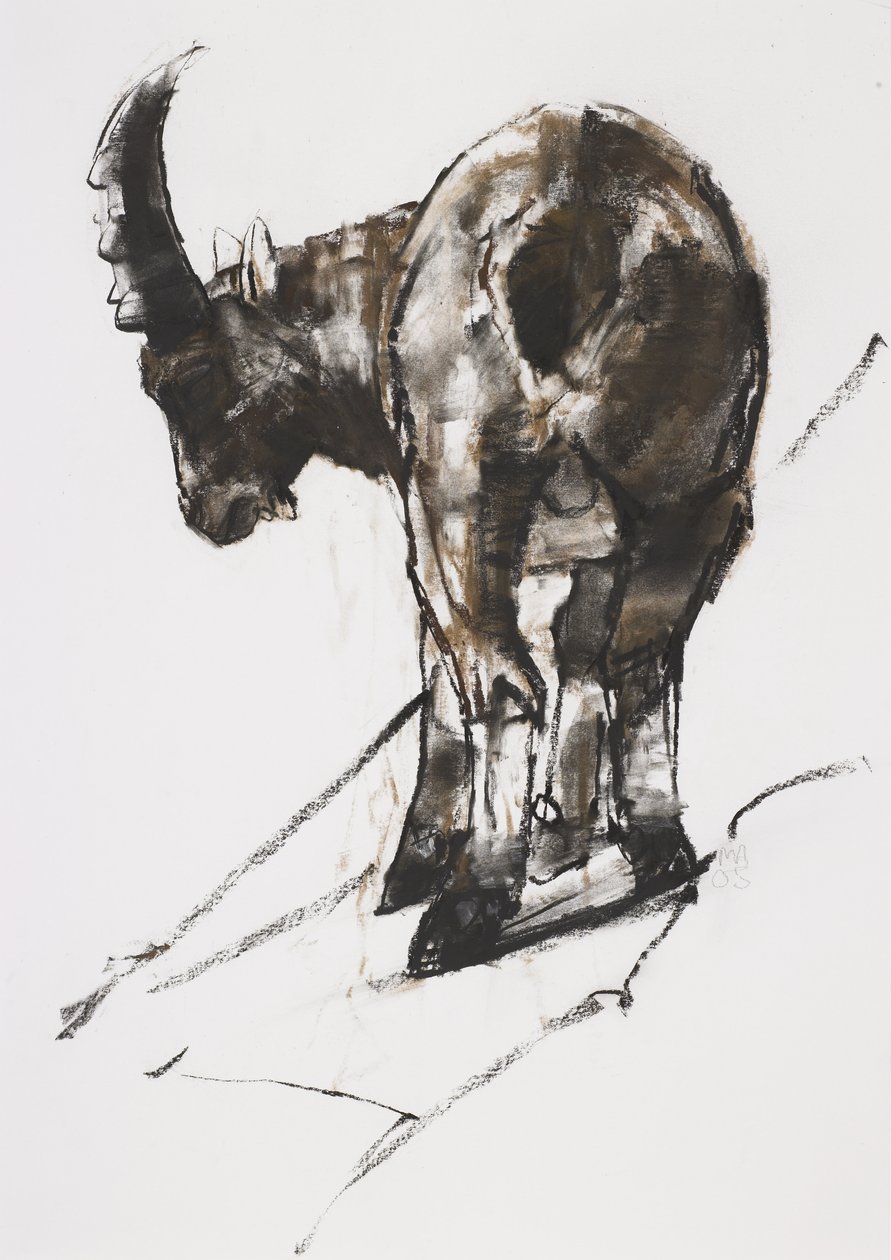 Sun, Crocheneville, 2005 (charcoal und conte på papir) af Mark Adlington