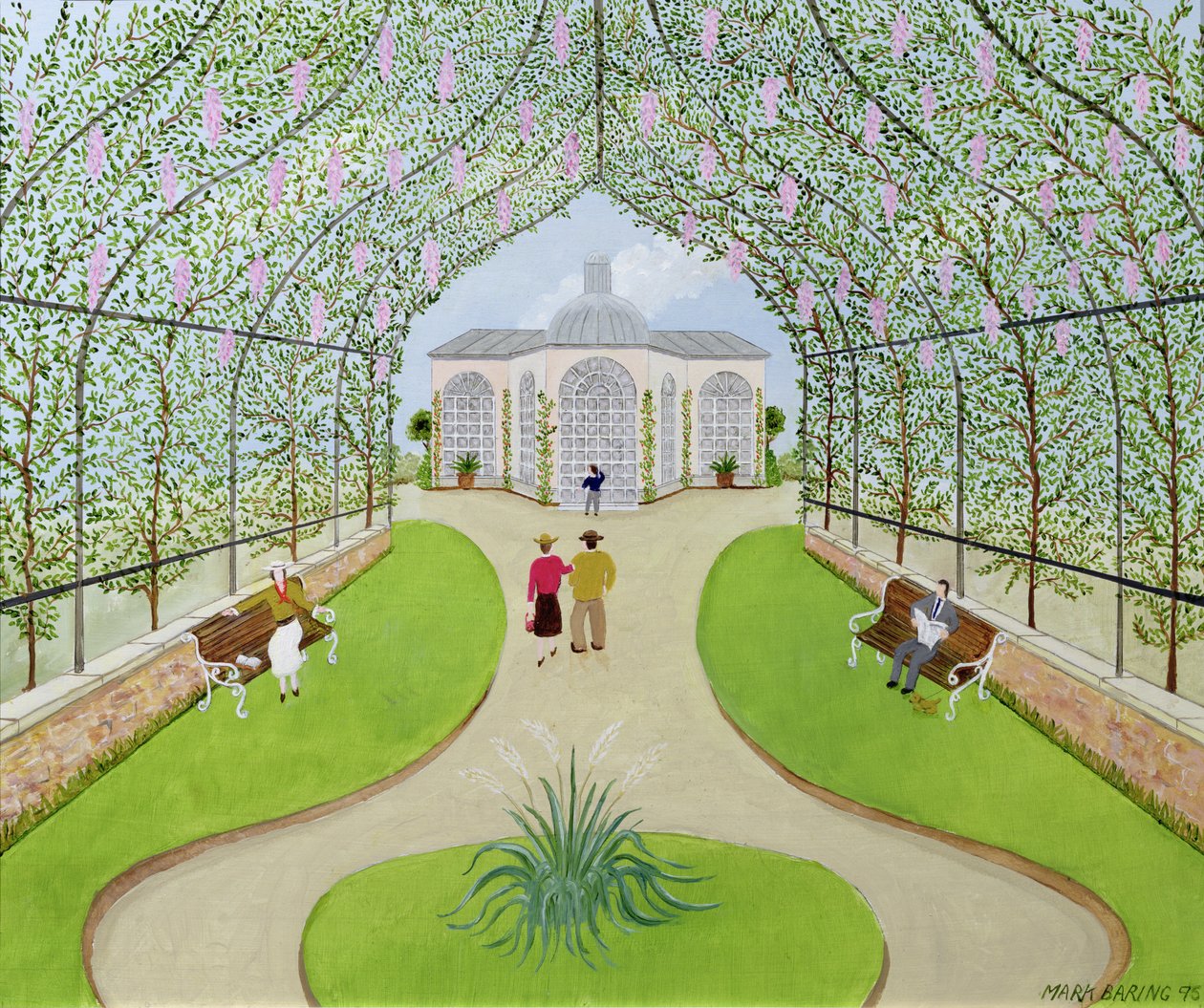 Lilac Arbour (olie på plade) af Mark Baring