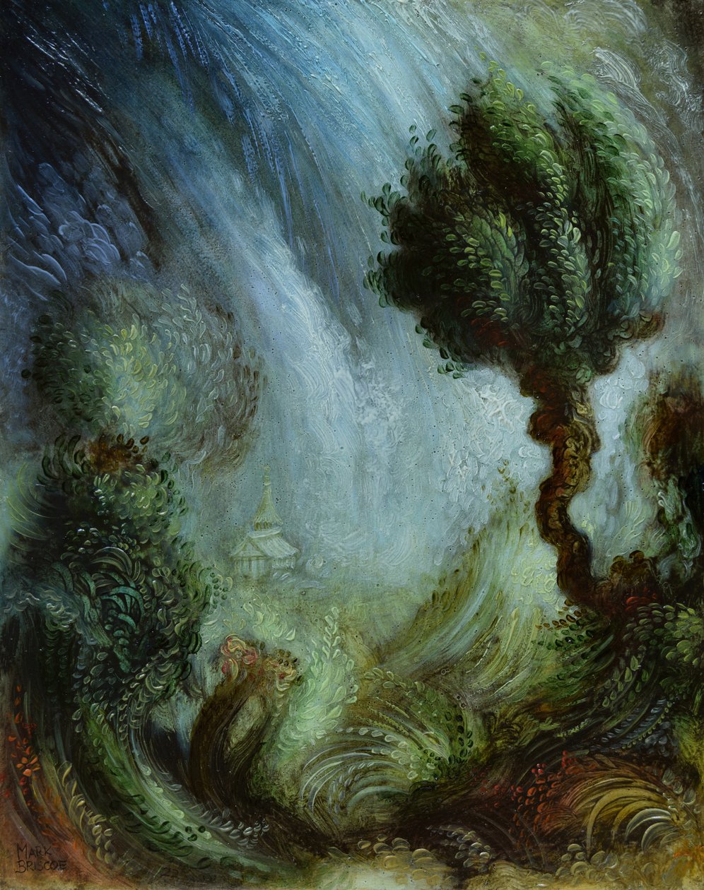 Tranquil Turmoil, 2022 (olie på panel) af Mark Briscoe